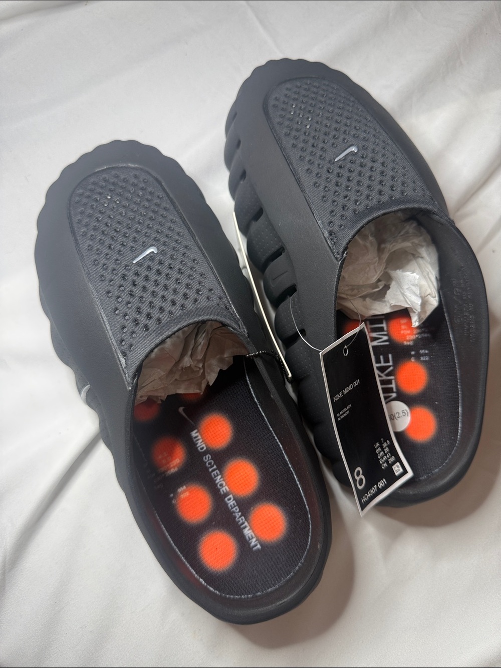 Nike Men’s Black Slip-On Sandal with Orange Footbed Pods